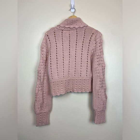 VINTAGE ANTHROPOLOGIE X TWIGGY Y2K WOOL BLEND KNIT CARDIGAN BISHOP SLEEVE LARGE - Picture 10 of 10